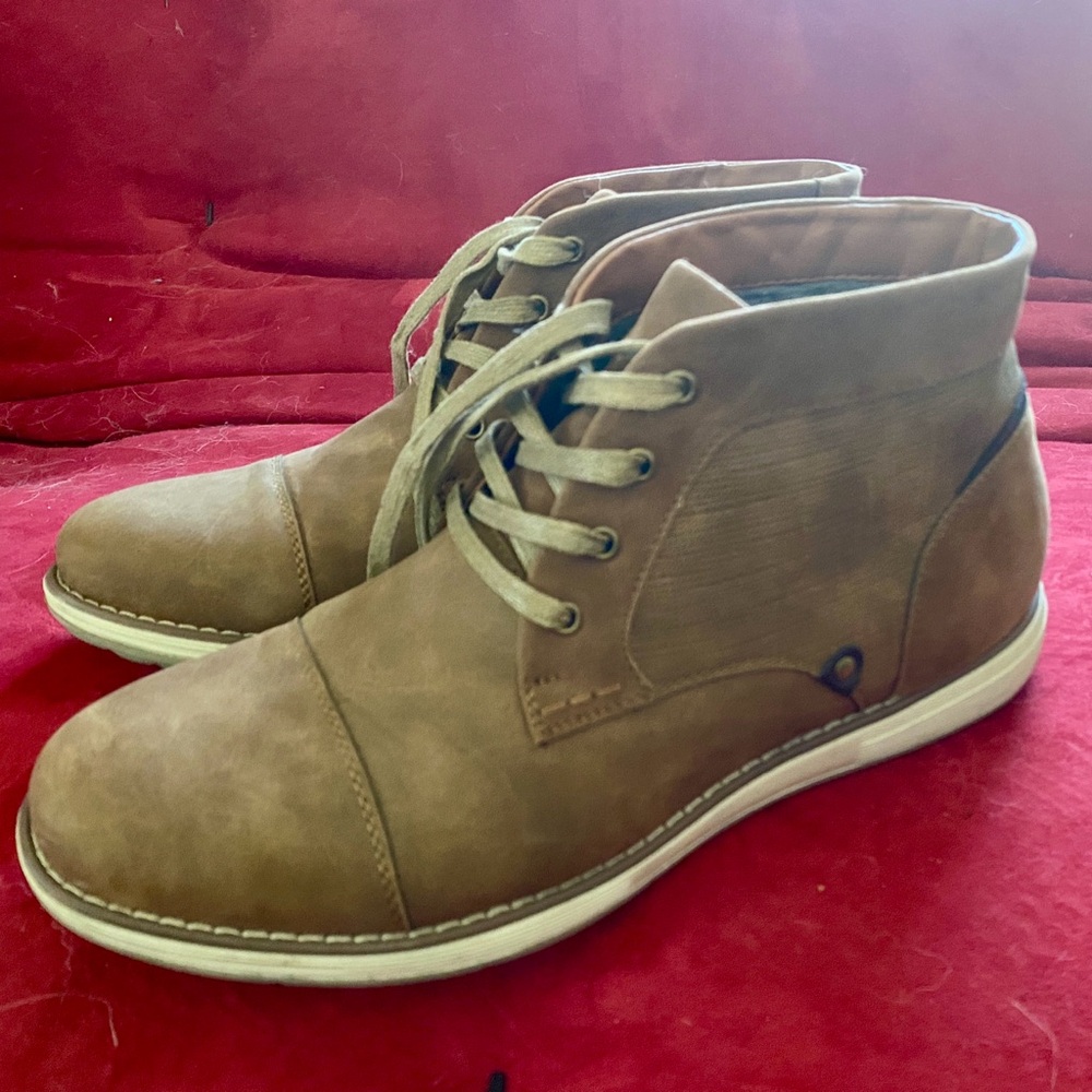 Tan Chukka Boots with Suede Finish and Lace-Up Style